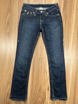 True Religion Straight Rain Stitch Back Pockets Womens Jeans Size 25