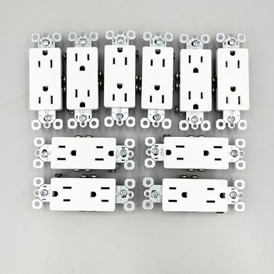 P&S Decorator Receptacle Outlet 885-W, 15A / 125V Grounded White Plastic 10 Pack
