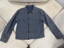 Louis Vuitton Logo Print Blue Short Jean Jacket Size Small