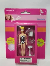 2002 Mattel Basic Fun Retro Swimsuit Barbie Keychain Collectible Miniature 