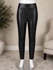 Fashion Nova Size S Black Faux Leather Pants Skinny Leg Side Zip 26x27