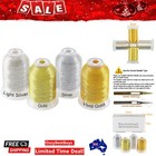 Luxurious 500M Metallic Embroidery Threads - 2 Golden & 2 Silver Shades
