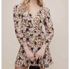 Astr The Label ruched Long Sleeve Mini Dress Sz XS Boho Feminine