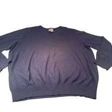 LL Bean Cotton V Neck Sweater Men Cashmere Pullover Shirt Long Sleeve Large