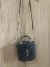 Primark Black Bucket Style Faux Snake Skin Pattern Bag With Gold Clasp