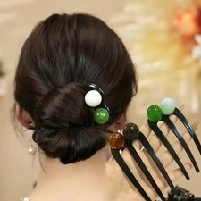 Imitation Pearl Hair Stick Women French Twist U Shaped Tortoise Bun Hairpin