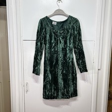 Anna Roose Dress Green Velvet 3/4 Sleeve Mini Lined Vintage Night Out Women’s