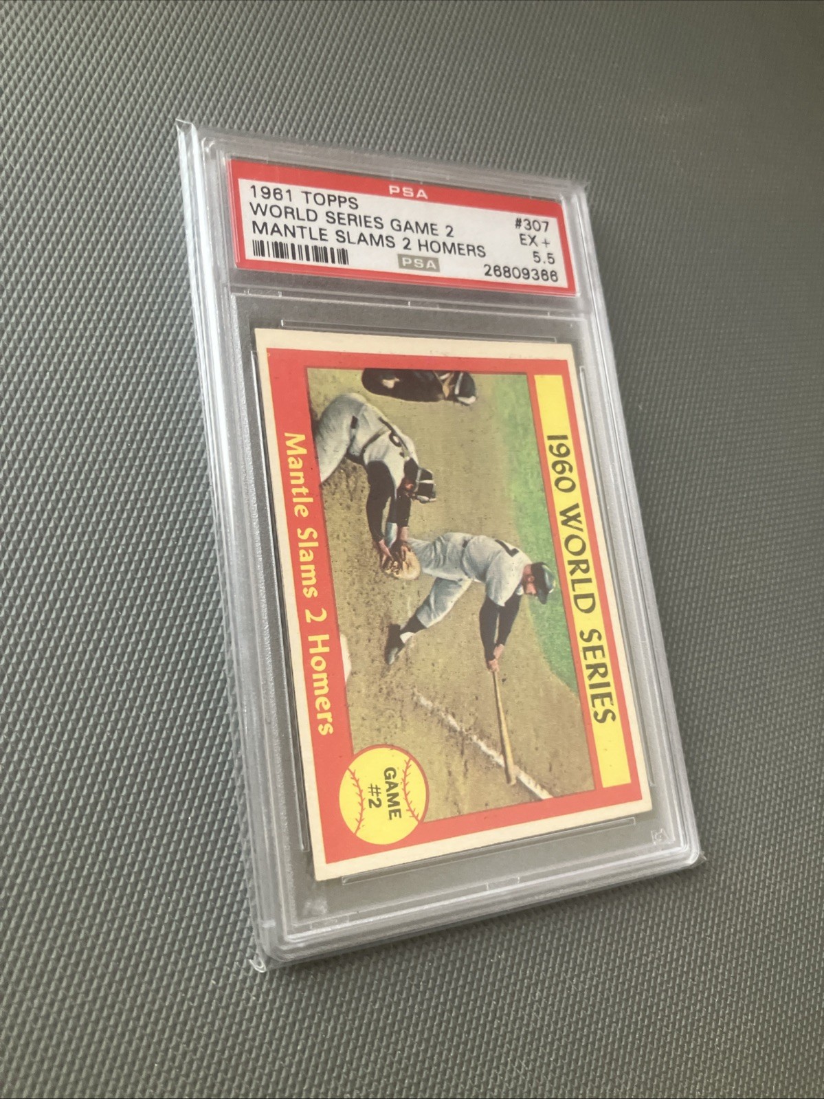 1960 WORLD SERIES GAME #2 MICKEY MANTLE SLAMS 2 HOMERS PSA 5.5 1961 TOPPS #307 view 5