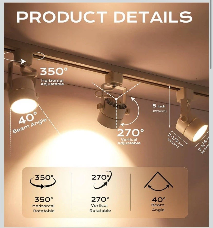 Cloudy Bay 8W Regulables LED Luces de Pista LTHR001WH-40-6 Pack Foto 4 de 4