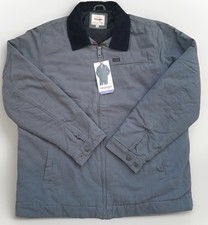 Wrangler canvas work jacket mens LARGE Gray Quilted lining black corduroy collar