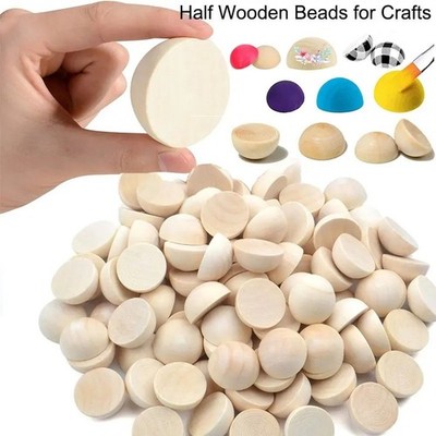 5-100 Stück halbe Holzperlen 10-30 mm unbehandelt gespalten Holzkugeln Basteln