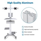 Yescom Mobile Computer Cart Dual Monitor Mount with Drawer Silver — photo 3