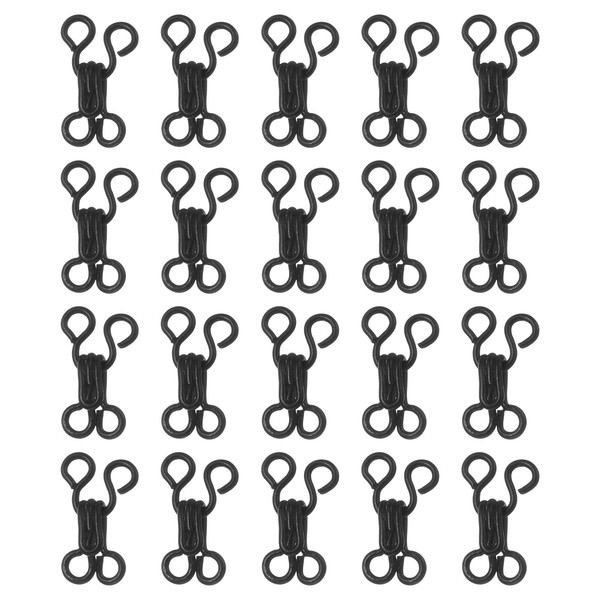 100StüCk 11.5Mm NäHhaken Und ÖSen Verschluss FüR Kleidung Diy Basteln Schwarz-image