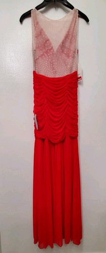 Special Occasion Dress Red Nude Back Sparkle Mermaid Evening Gown Prom Dress 5/6 - Picture 8 of 16