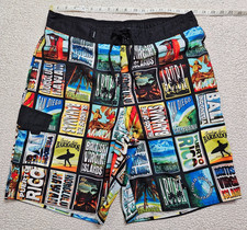 Joe Boxer Men's Size L Surf Swimwear Shorts Lined Trunks Beach Travel Print