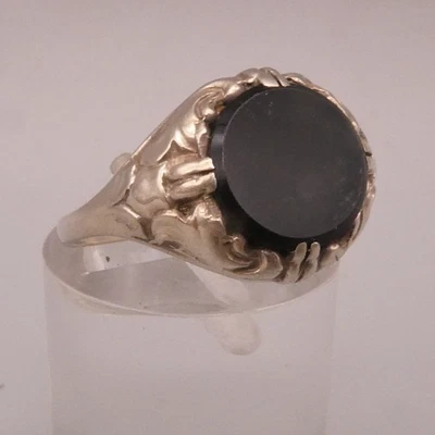Ring Silber 835 wunderschön und selten aus den 50iger Jahren schwarzer Glasfluss - Bild 1 von 4