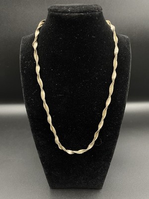 SU Sterling Silver Box Chain Inside Twisted Rope Necklace 925 Italy 13.91g + 17''