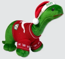 NOS 2021 SINCLAIR GAS Dinosaur Plush Toy w/ Ugly Christmas Sweater Dino Station