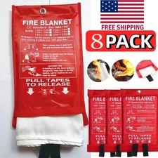 8 PACK FIRE BLANKET Fiberglass Hero Emergency Home Retardant Prepared 39''x39'''