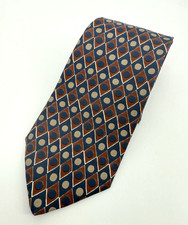 Vintage Brooks Brothers Tie Necktie Blue Brown Geometric Silk Made USA NEW