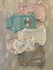 Gerber Onesies, Lot Of 5, Size 0-3 Months Baby Girl, Short Sleeve