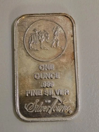 1 oz SilverTowne .999 Fine Silver Bar - Sanford Corporate Logo Vintage Toned
