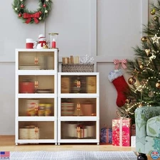 5-Tier Stackable Plastic Storage Bins with Lids & Wheels, 42QT, Collapsible