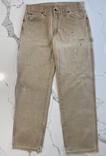 Vintage Dickies Distressed Carpenter Pants Mens 33x30 Faded Beige Cotton Grunge
