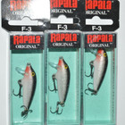 3 lures rapala f-3 floating 1 1/2" 1/16oz f03 s silver minnow lure