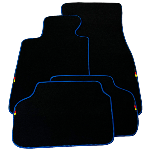 AutoWin Black Floor Mats for BMW 6 Series M6 F06 Gran Coupe 2013-2018 Blue Trim - Picture 12 of 13