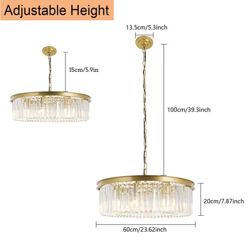 E12 Modern Luxury Crystal Pendant Light Ceiling Lamp Chandelier Lighting Fixture - Picture 8 of 24