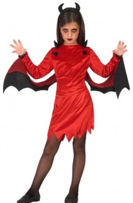Deguisement Fille Diablesse Rouge 5 6 Ans Enfant Diable Halloween Neuf Ebay