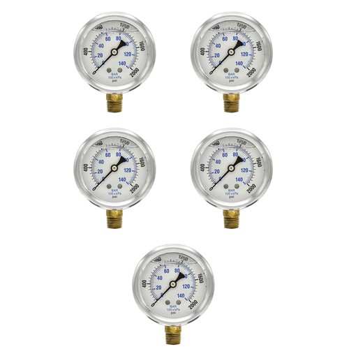 Liquid Filled Lower Mount Pressure Gauge with 2.5" Dial, 0-2000PSI, 1/4"Male NPT - Picture 6 of 8