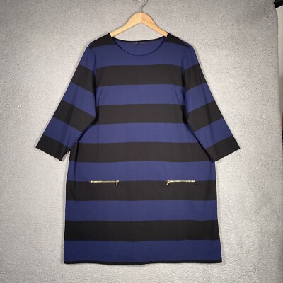 M&S Mark & Spencer dress womens US 16 UK 20 blue black striped midi pocket dress | eBay M&S Mark & Spencer dress womens US 16 UK 20 blue black striped midi pocket dress | eBay