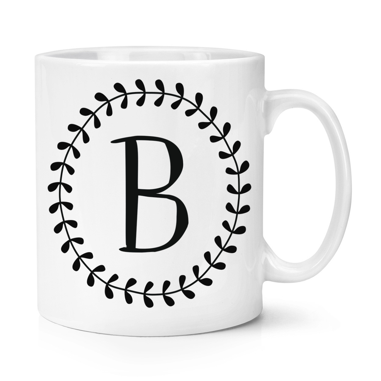 Letter B Floral Wreath Alphabet 10oz Mug Cup - Flowers