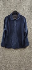 Van Heusen Blue Pullover Sweater 1/4 Button Up Long Sleeve Collared Men's Size L