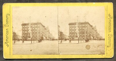 USA New York 1880s Broadview Intersection Street View Stereoview Photo
