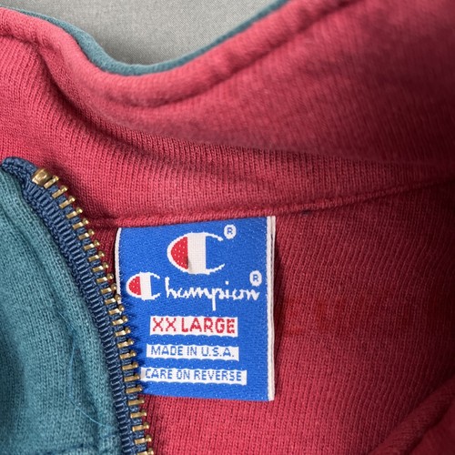 Vintage Champion 1/4 Zip Sweatshirt Real XXL 2XL Blank USA Made 90s VTG - Picture 6 of 9
