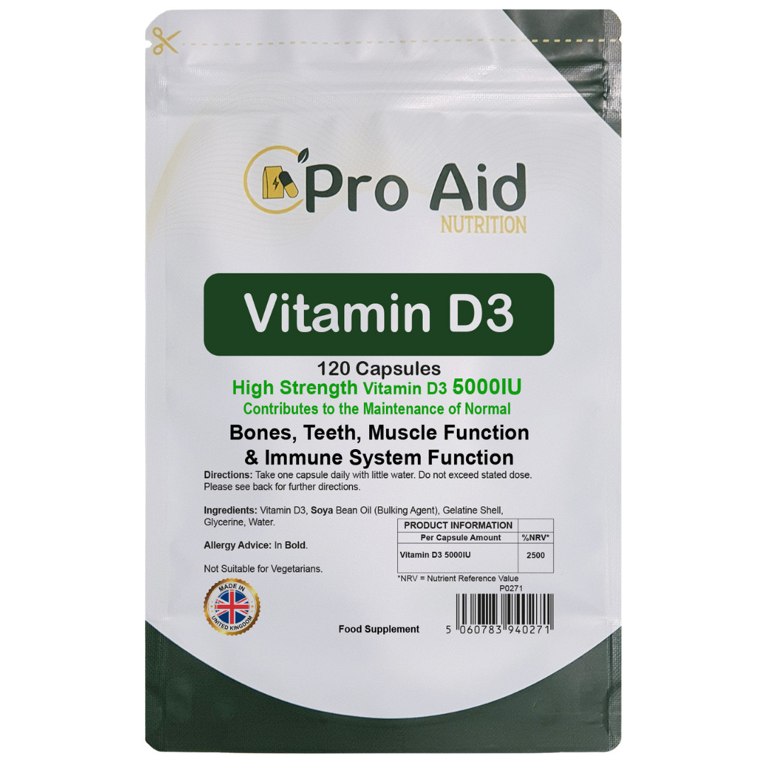 VITAMIN D3 Supplement HIGH STRENGTH  5000IU 120 Pack  IMMUNE, Bones By PROAID