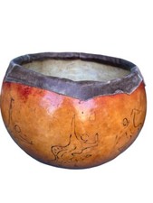 Beautiful,hand painted, carved Petroglyph GOURD