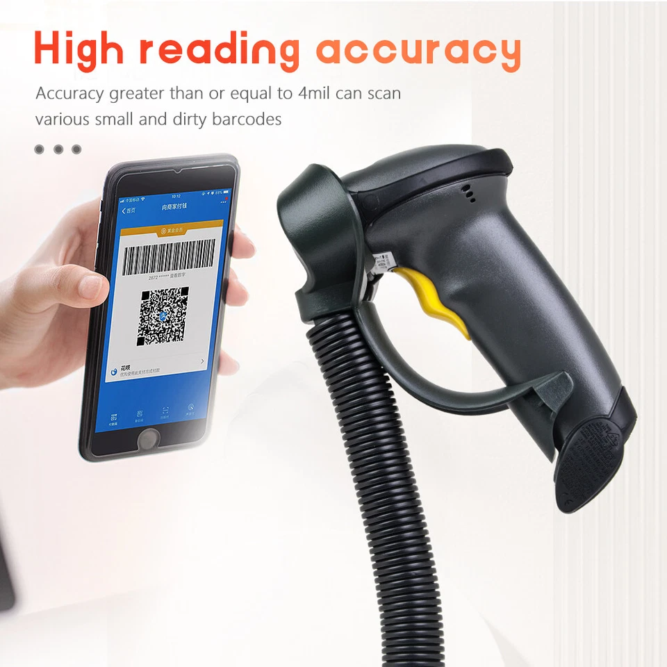 Zebra Symbol LS2208-SR20007R-NA Handheld 1D Laser Barcode Scanner With Stand - Image 4 of 4
