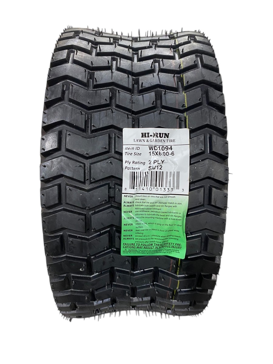Hi-Run Lawn/Garden Tire, 15x6-6, 2 Ply, Turf II, WD1094 | eBay