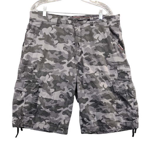 Akademiks Men's Camo Cargo Shorts Gray Size 36 Pockets Belt Loops eBay