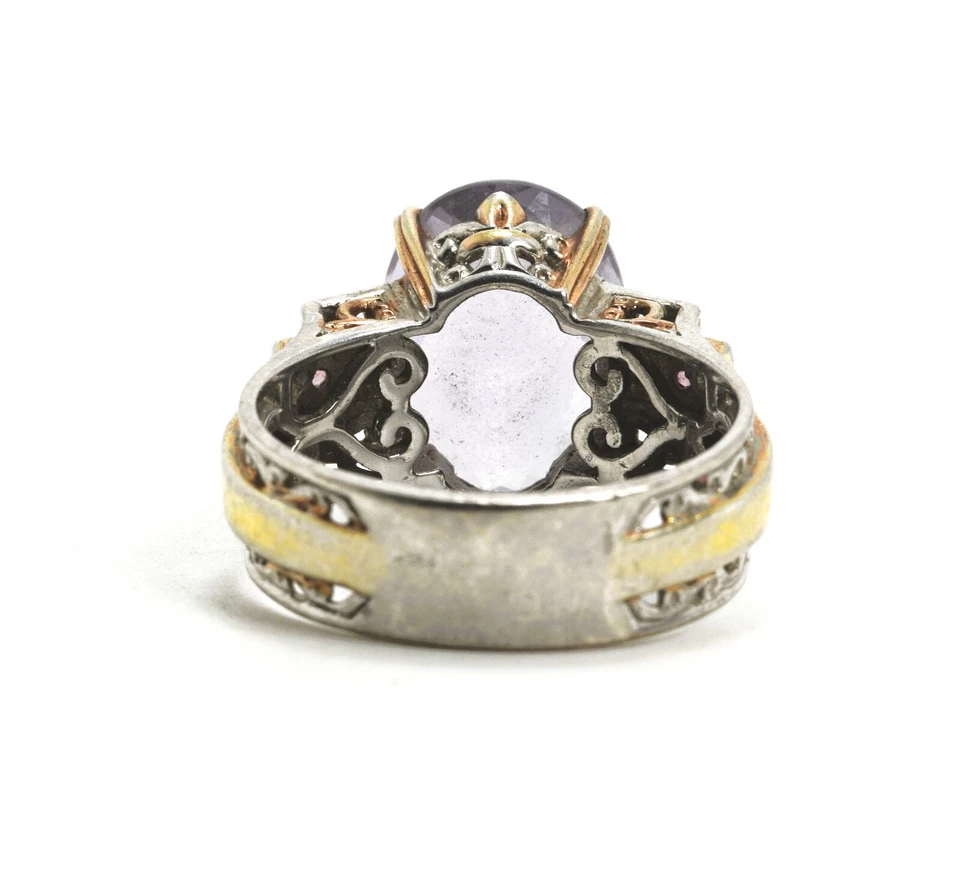 Anillo amatista de dos tonos de plata de ley NH Michael Valitutti, talla 10 Foto 4 de 4