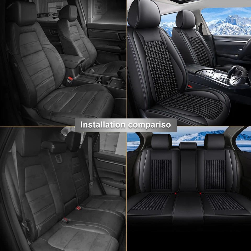 Car 5 Seat Covers Front & Rear Faux Leather For Nissan Maxima 2011-2023 Black Foto 2 de 4