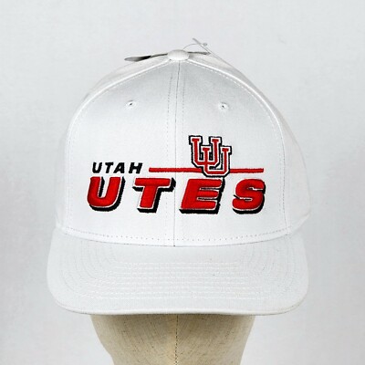 Utah Utes Embroidered  White Snapback by Captivating Cotton Hat NEW w/Tag