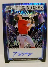 TOMMY TROY #1 /5 AUTO 1ST ROUND GEMS LEAF METAL BASEBALL 2023