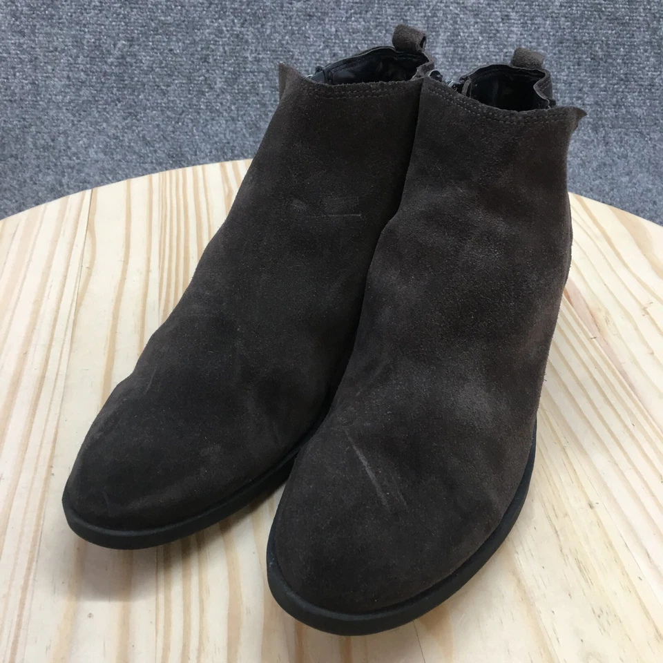 Kenneth Cole 靴子女式 10 Dara 休闲拉链踝靴深灰色麂皮绒高跟鞋 — 第 3/4 张图片