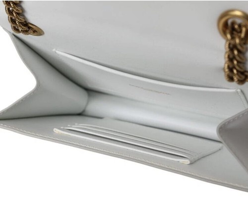 DOLCE &GABBANA Handbag White Gold Leather Devotion Shoulder Clutch Crossbody Bag - Picture 6 of 9