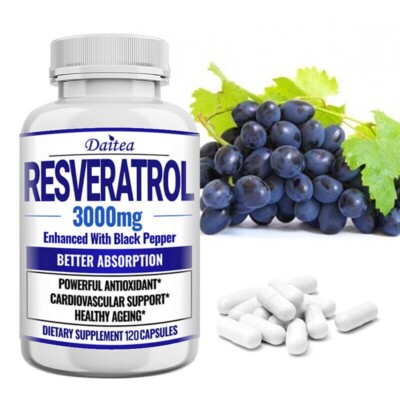 Resveratrol 3000 Mg - Powerful Antioxidant, Vibrant & Young Skin, Non-GMO